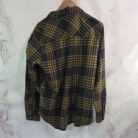 Subaru Shirt Mens Large Black Yellow Plaid SButton Up Long Flannel Lightweight - Picture 4 of 15